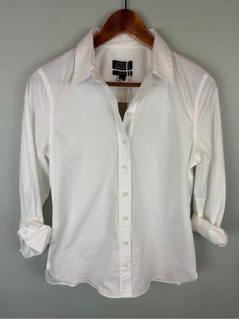 NWT Women’s J.Crew classic White Button-Up Shirt stretch cotton Wren slim fit 6
